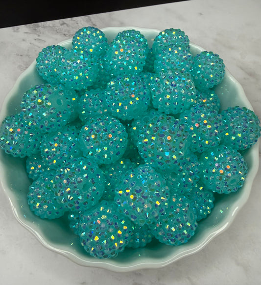 20mm AB light teal Rhinestone acrylic beads