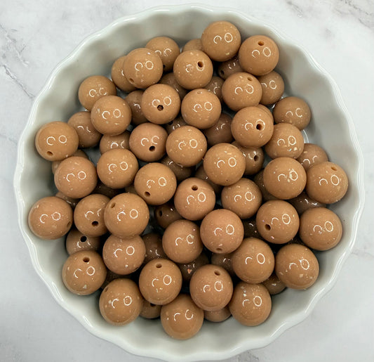15mm Brown Glam glitter silicone beads