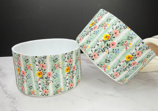 White lace and green floral tumbler boot