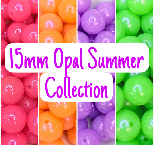 15mm Opal Glitter Summer silicone beads