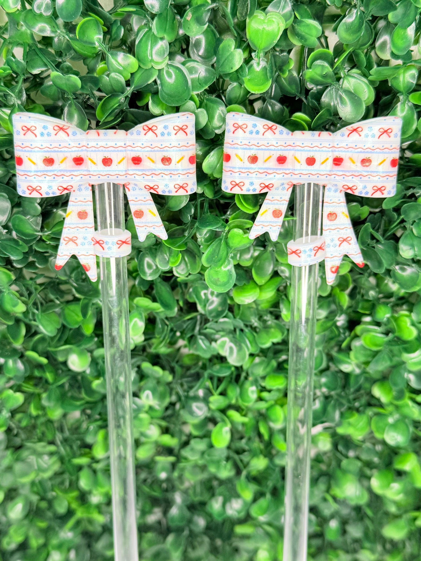 Teacher vibe strawtopper bows
