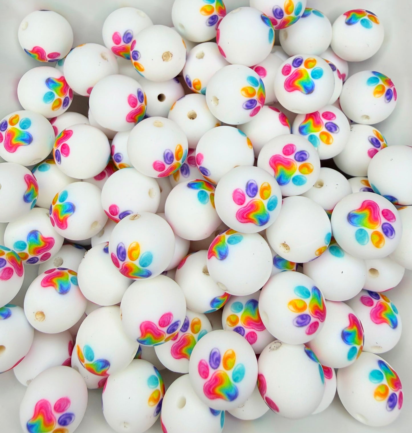15mm swirl multicolor paw print beads (pack of 5) •Exclusive•