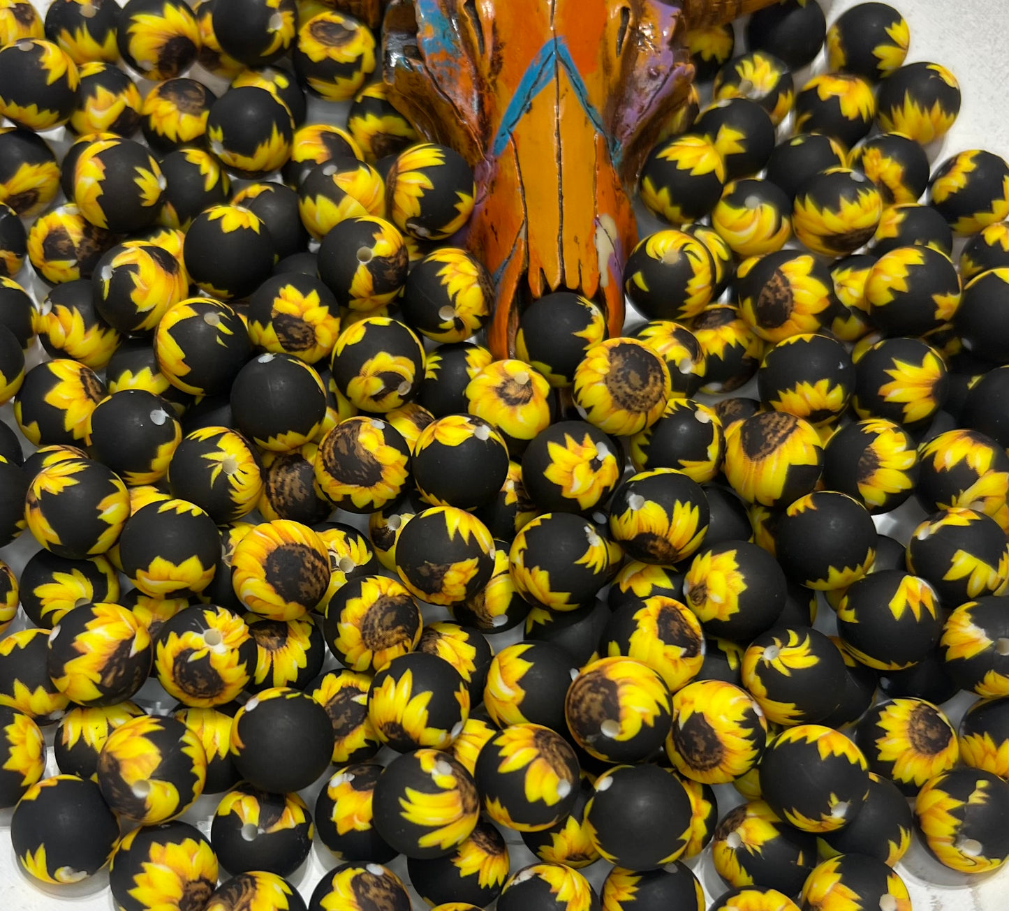 15mm Black and yellow Sunflower (pack 5)