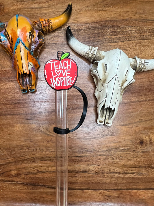 Teach love inspire straw topper