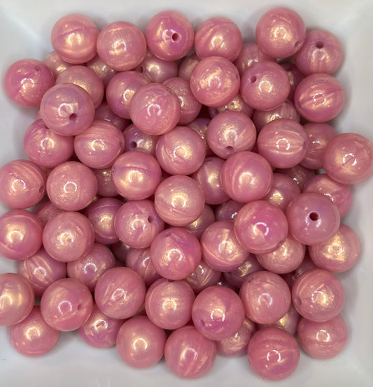 15mm Metallic liquid pink bead