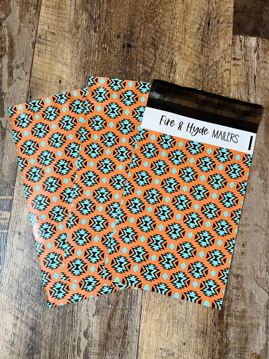 Teal & Aztec Poly Mailers 9x6 (pack of 25)
