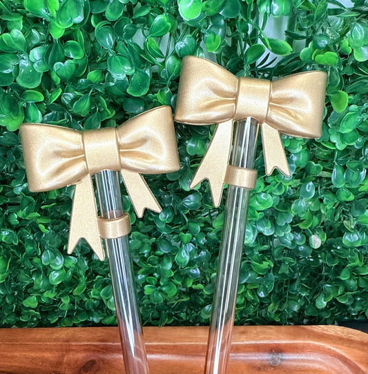 Metallic Bronze Gold Strawtopper bow