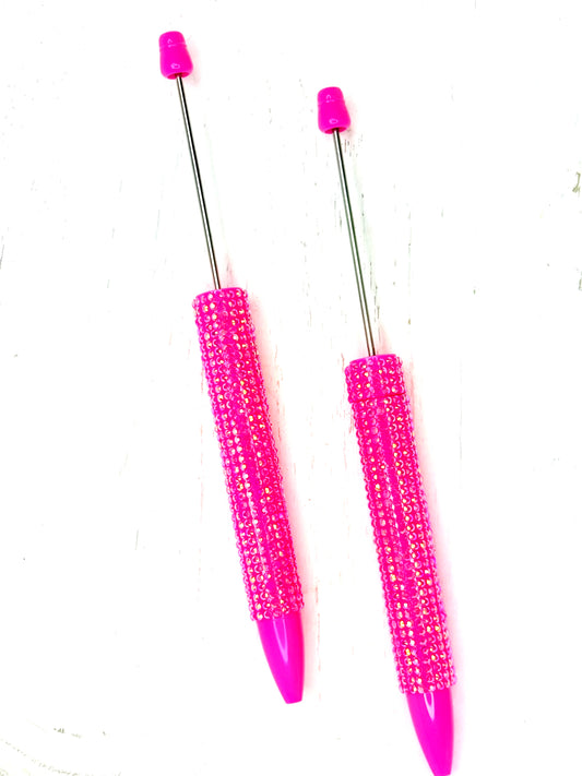 Hot pink rhinestone beadable pens