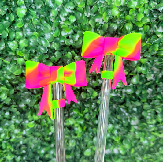 Neon Swirl Strawtopper Bow