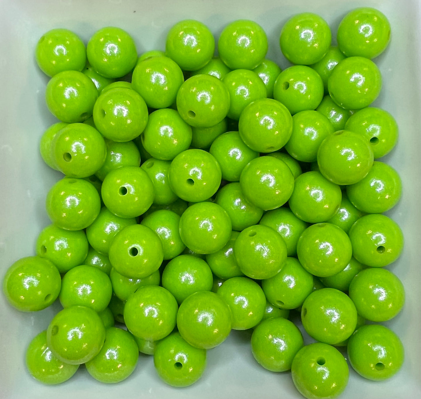 15mm opal neon green bead