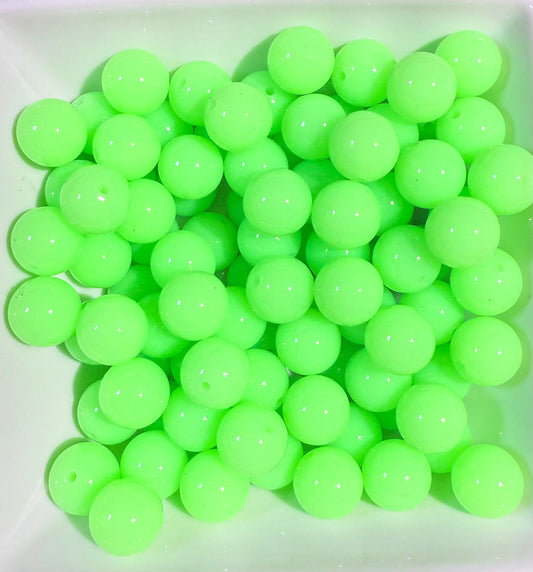 15mm liquid •Glow in the dark• neon green silicone beads