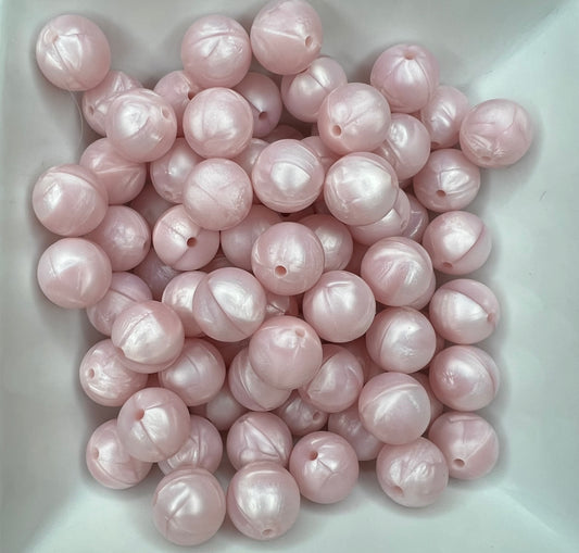 15mm Pearl pastel pink silicone bead