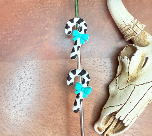 Cow print Candy cane with bow Focal (custom)