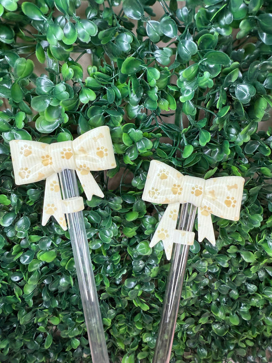 Opal Paws and bones strawtopper bow