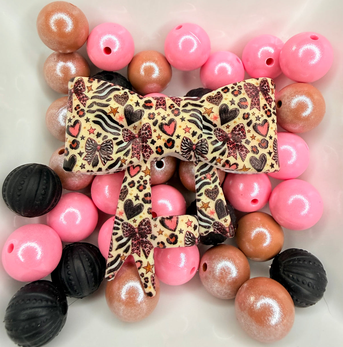 Zebra & cheetah bow strawtopper bows