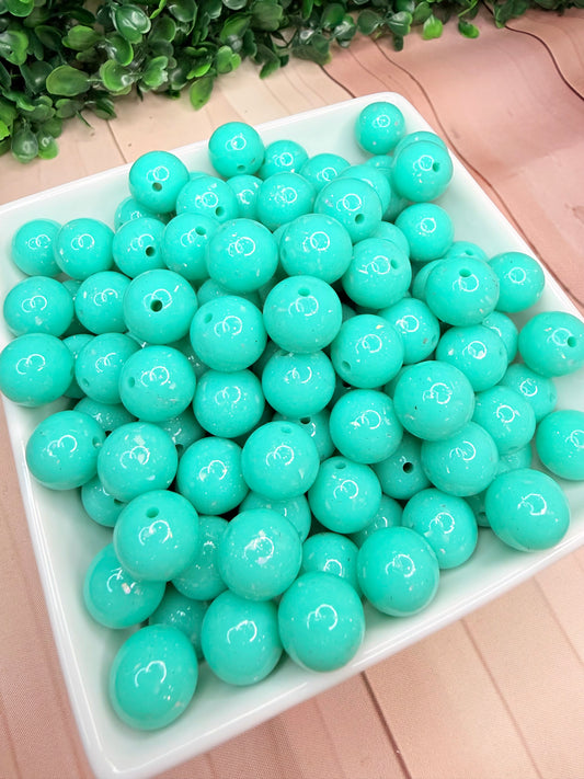 15mm liquid Glam glitter AQUA silicone beads
