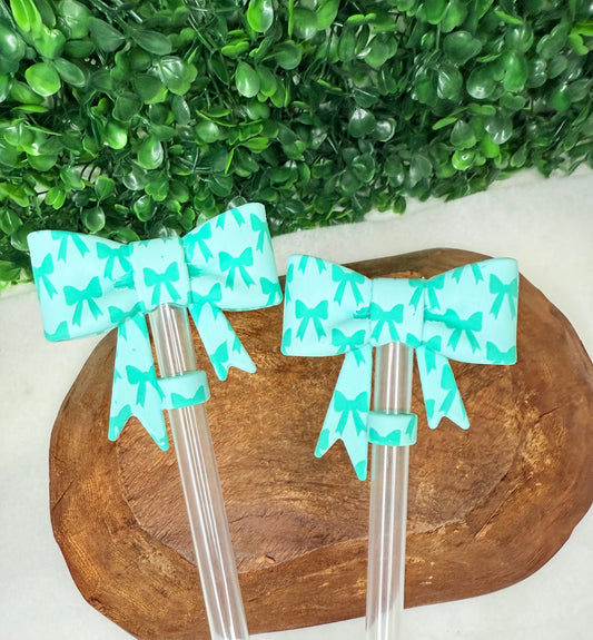 Teal •Bow Pop• Strawtopper Bow •Exclusive•