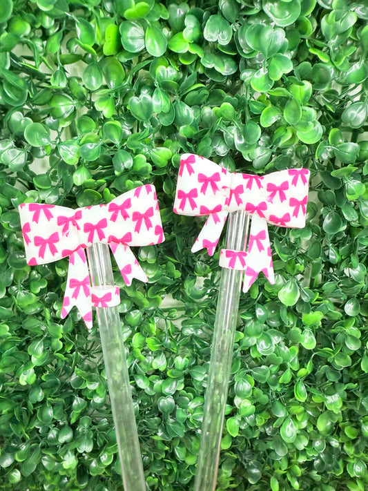 Pink Ribbon bow strawtopper bow •Exclusive•