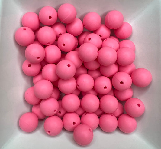 15mm Bubblegum pink silicone beads