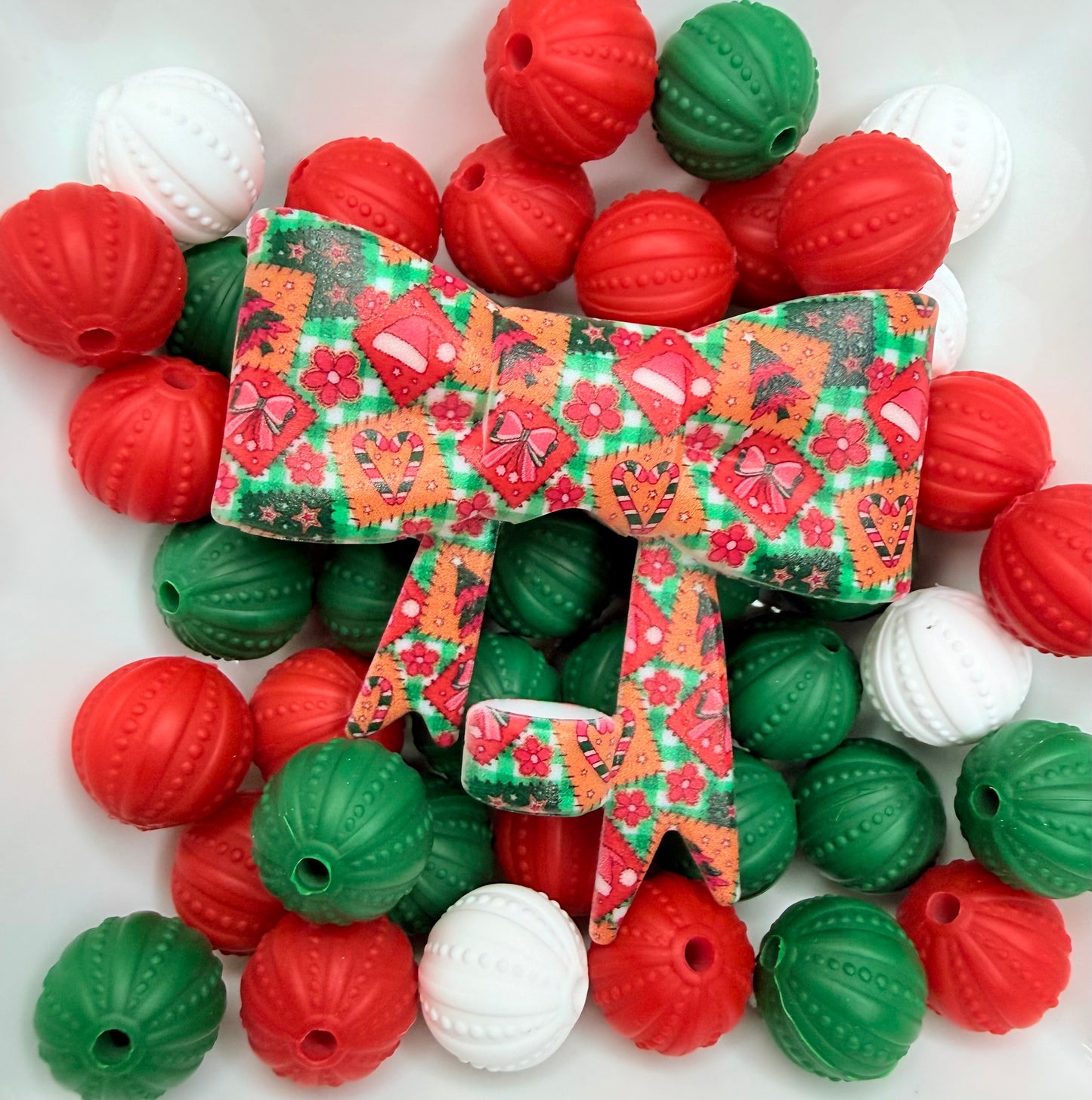 Christmas Patchwork strawtopper bow •Exclusive•