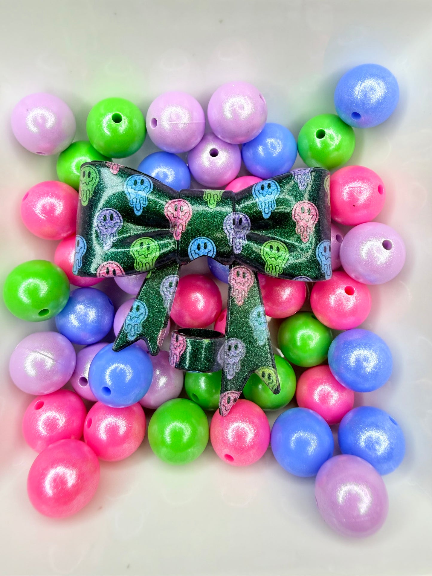 Opal Drip smiley strawtopper bow •Exclusive collab