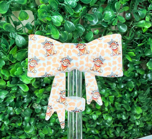 Bandana Highland cow strawtopper bow •Exclusive•