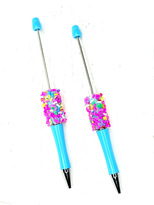 Blue sprinkle beadable pens