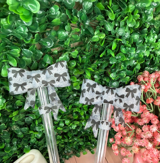 Black glitter strawtopper bow •Exclusive•