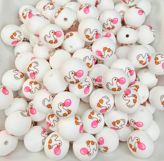 15mm Bubble goose printed beads •Pack of 5 •Exclusive
