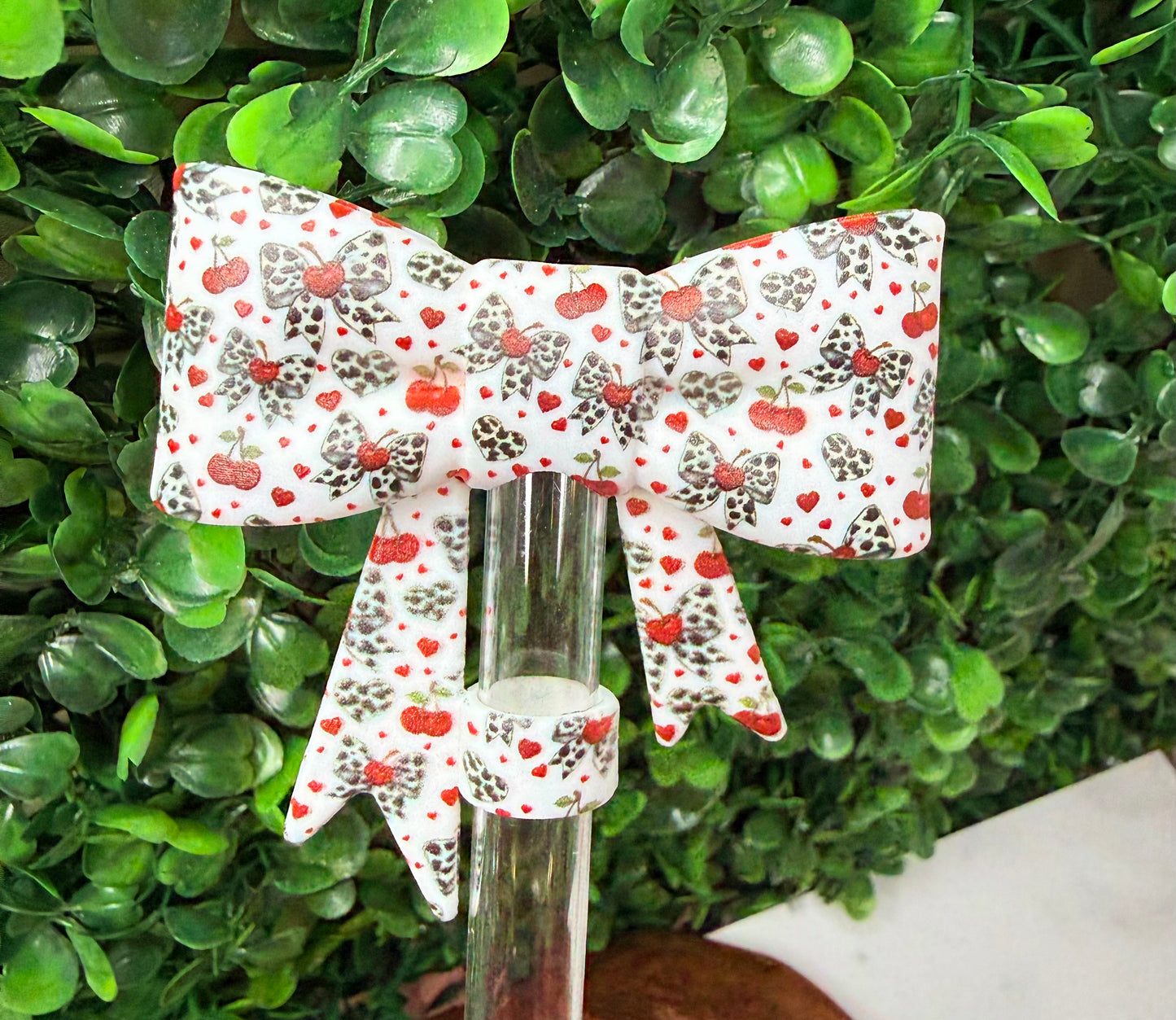 Cherry cow strawtopper bow •Exclusive•