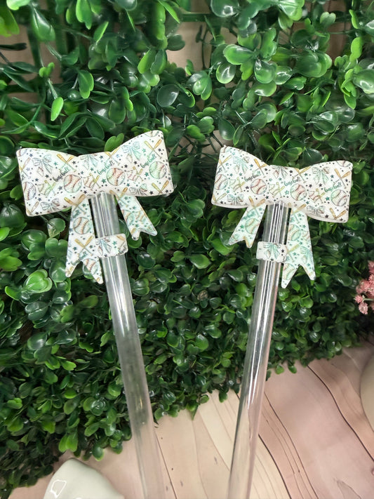 Opal Baseball & bow strawtoppers Exclusive