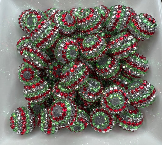 20mm Christmas rhinestone acrylic beads (pack of 5)