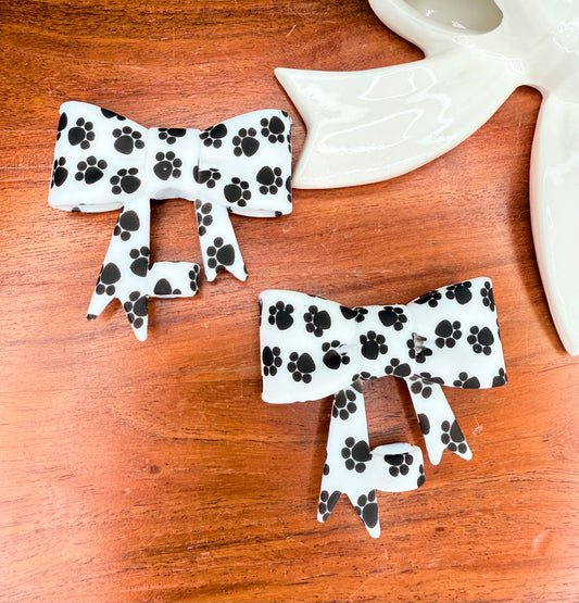 Paw print strawtopper bow