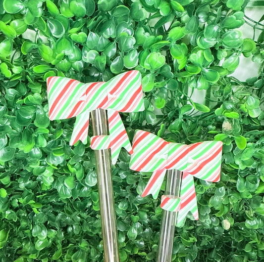 Candy cane swirl strawtopper bow