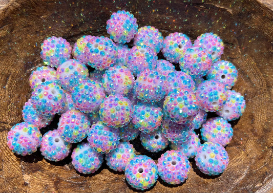 20mm multi color rhinestone acrylic bead