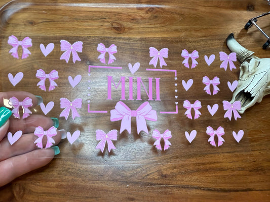 Uv DTF 16 oz wrap- Mini bows and hearts