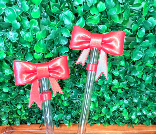 Opal Christmas red strawtopper bow