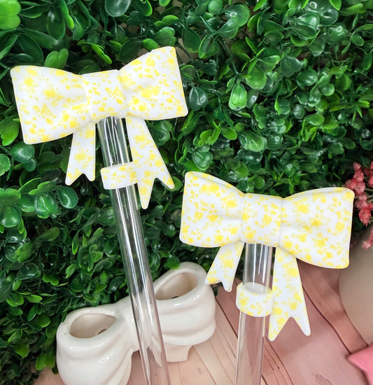 Sun-kissed yellow floral strawtopper bow •Exclusive•