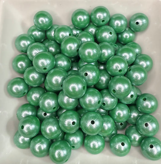 15mm Opal Pine Green silicone beads