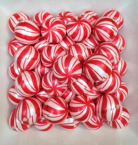 20mm Peppermint Swirl acrylic beads