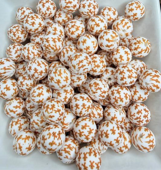 15mm Mini gingerbread printed beads (pack of 5)