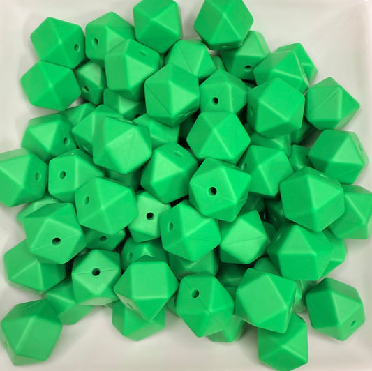14mm Christmas green hexagons