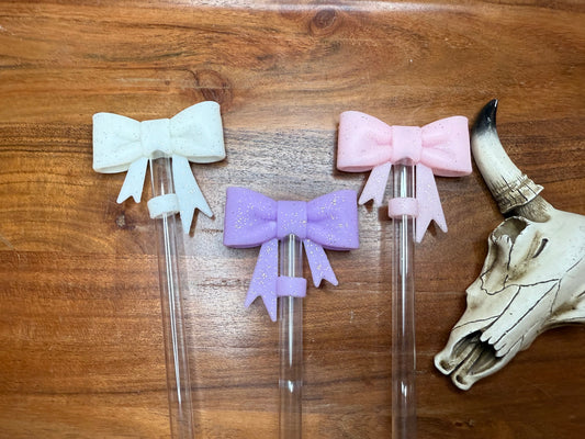 Glitter bow strawtoppers