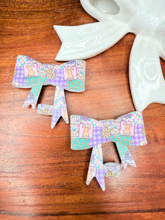 Easter Bunny Patches Strawtopper bow •Exclusive•