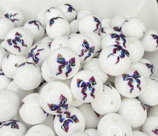 15mm Liquid Graffiti Cheetah bow silicone bead (pack of 5)