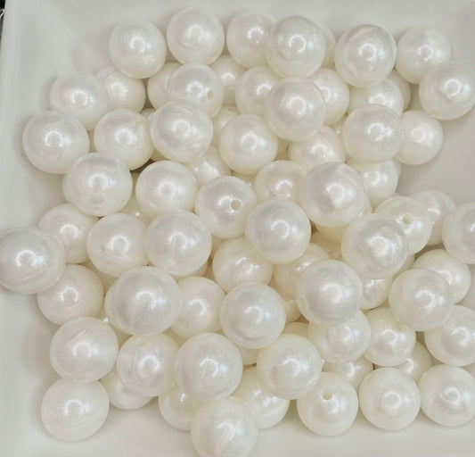 15mm Opal white swirl silicone bead