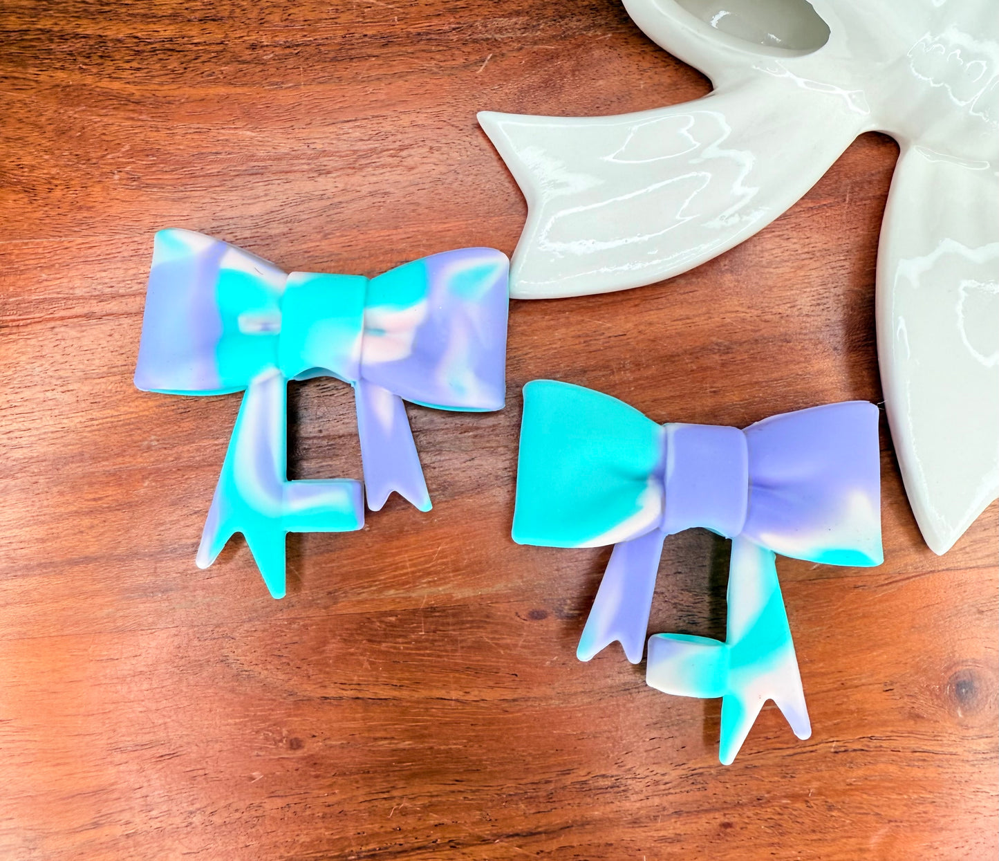 Blue & Purple marble strawtopper bows
