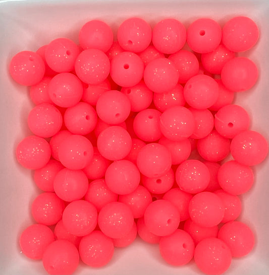 15mm Sparkle Neon Pink bead