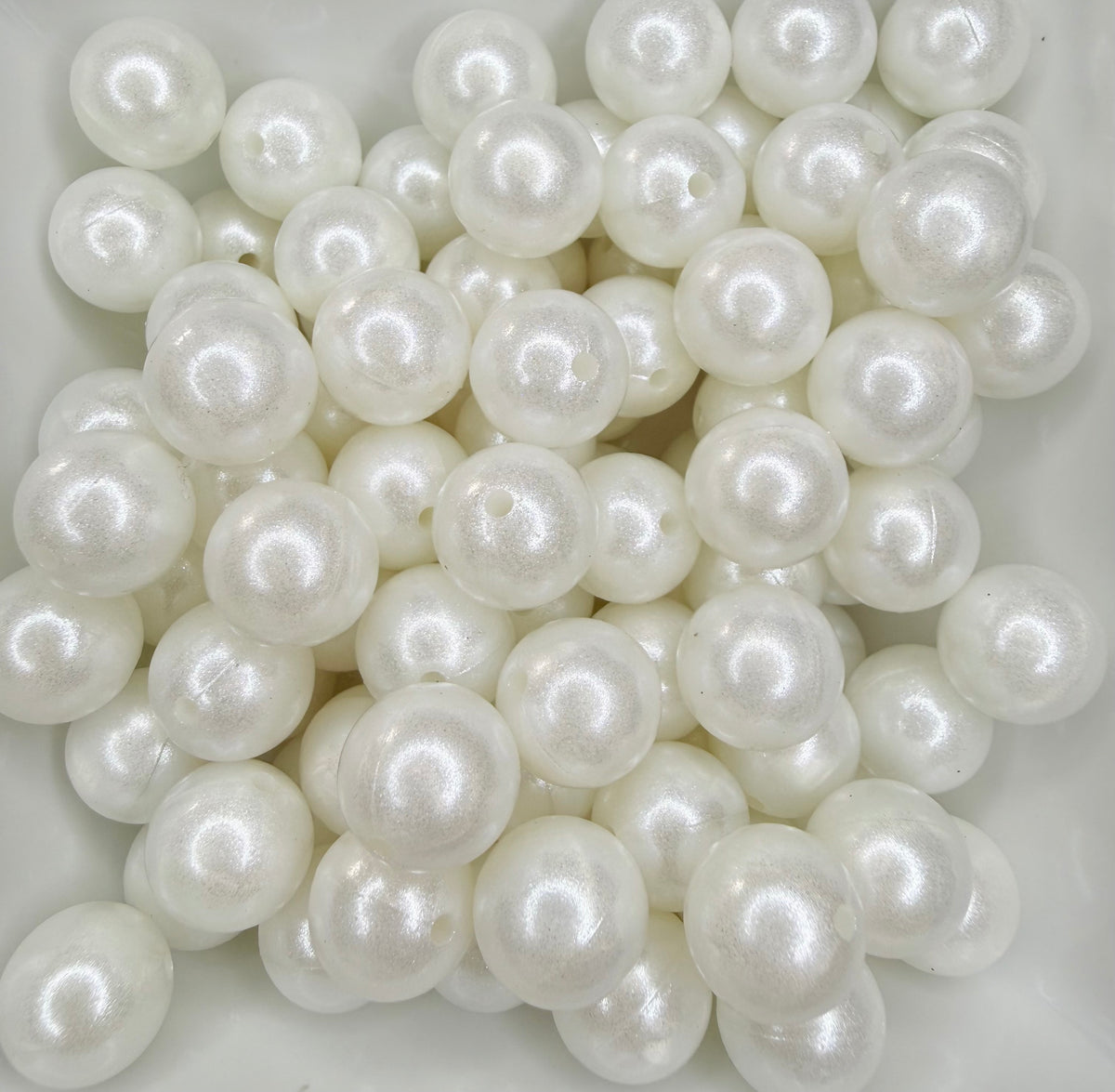 15mm Opal Pearl white silicone bead