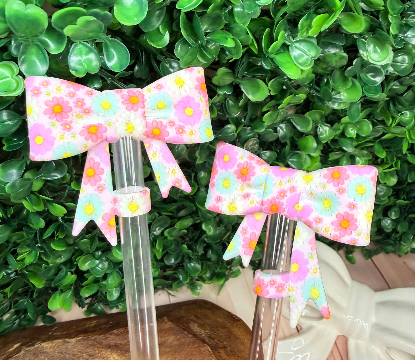 Summer Daisy strawtopper bow •Exclusive•